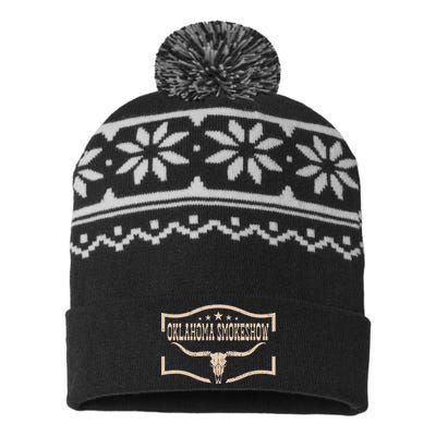 Oklahoma Bullskull With Feathers And Dreamcatcher Smokeshow USA-Made Snowflake Beanie