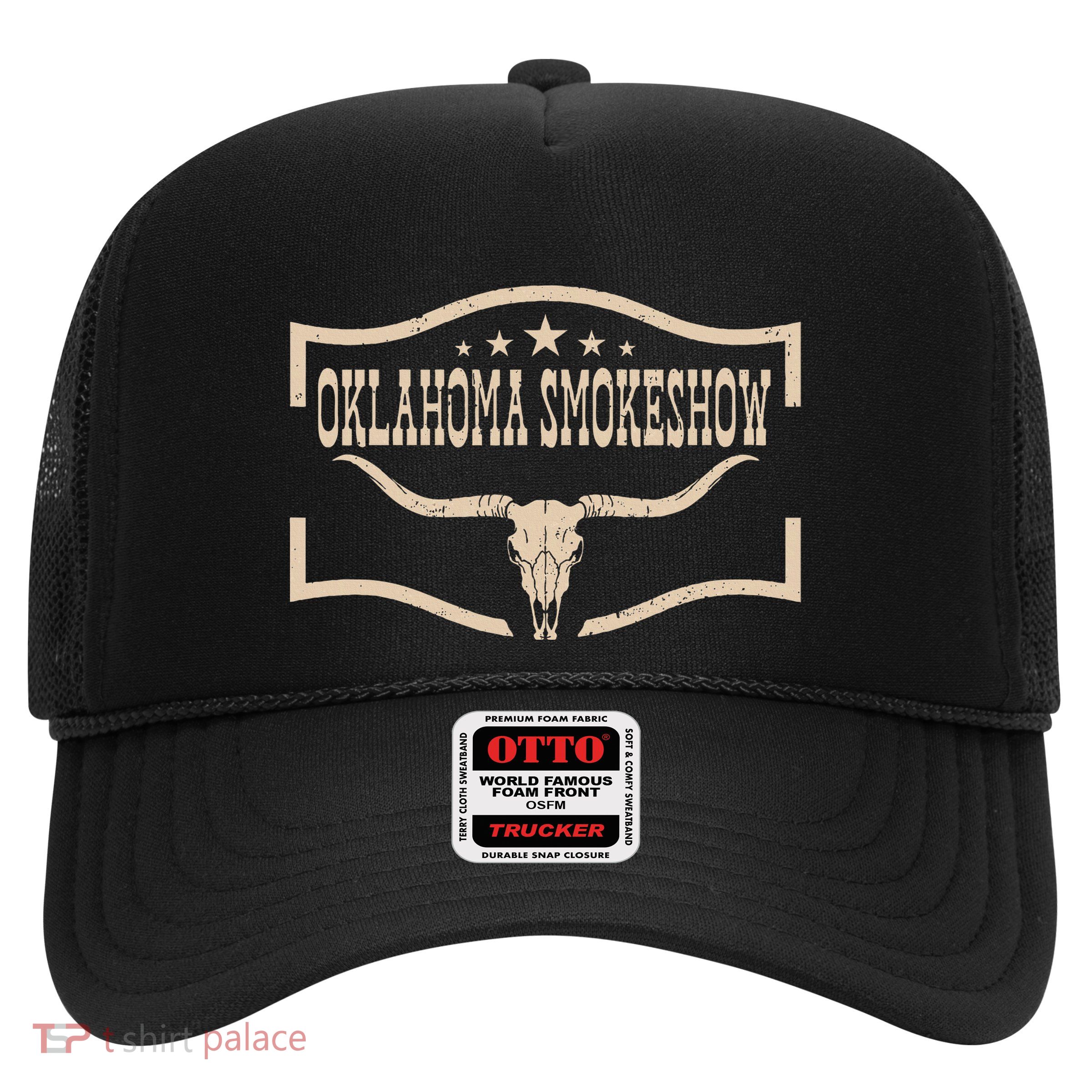 Oklahoma Bullskull With Feathers And Dreamcatcher Smokeshow Trucker Hat