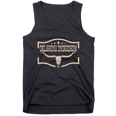 Oklahoma Bullskull With Feathers And Dreamcatcher Smokeshow Tank Top