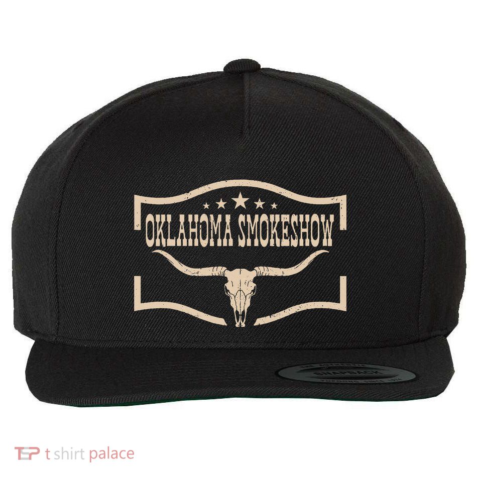 Oklahoma Bullskull With Feathers And Dreamcatcher Smokeshow Wool Snapback Cap