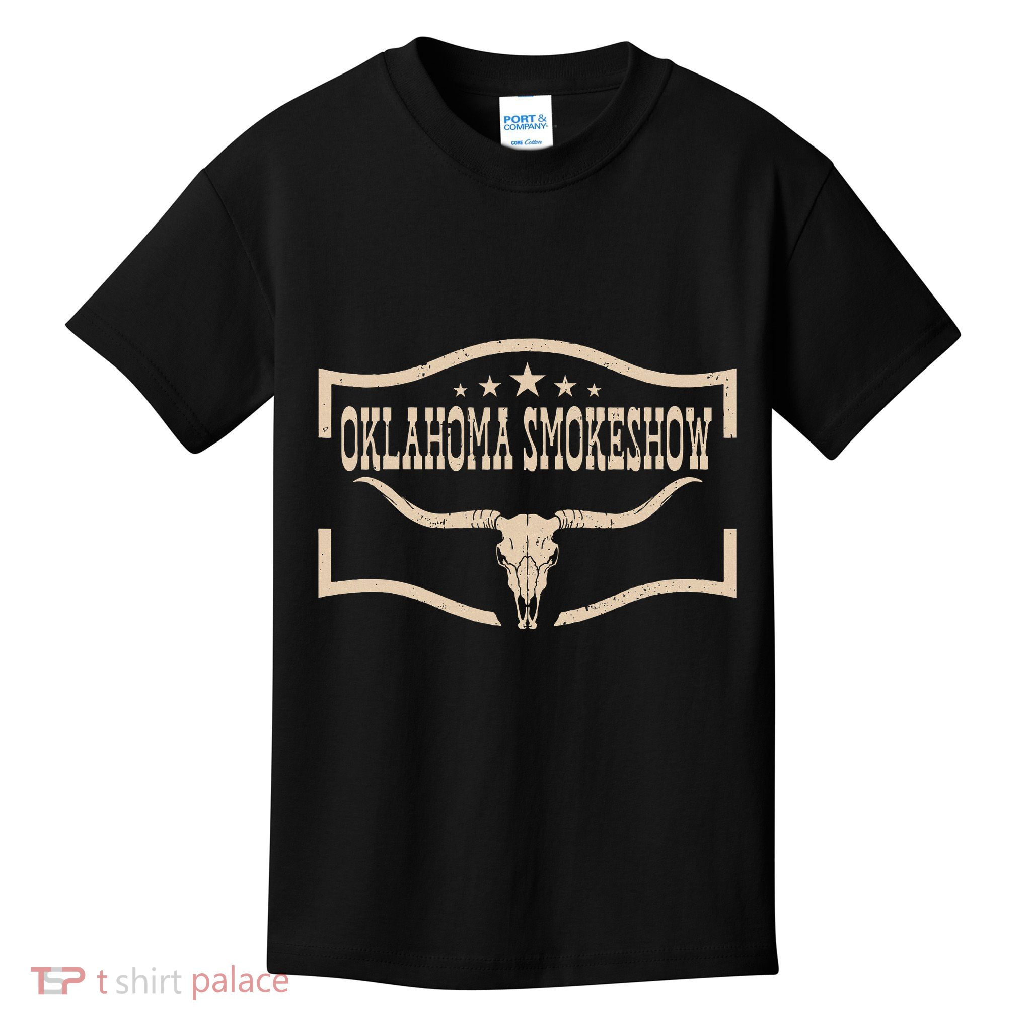 Oklahoma Bullskull With Feathers And Dreamcatcher Smokeshow Kids T-Shirt