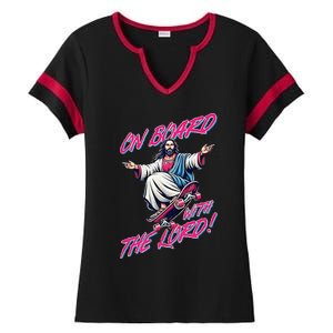 On Board With The Lord Jesus Ladies Halftime Notch Neck Tee