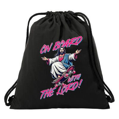 On Board With The Lord Jesus Drawstring Bag