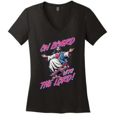 On Board With The Lord Jesus Women's V-Neck T-Shirt