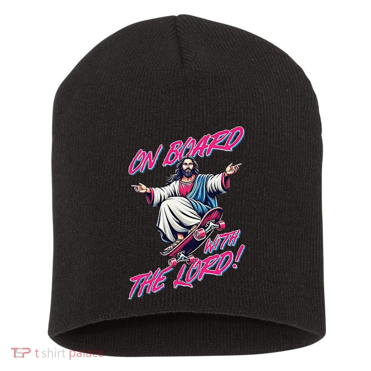 On Board With The Lord Jesus Short Acrylic Beanie