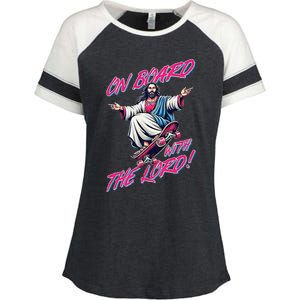 On Board With The Lord Jesus Enza Ladies Jersey Colorblock Tee