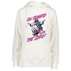 On Board With The Lord Jesus Womens Funnel Neck Pullover Hood