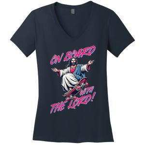 On Board With The Lord Jesus Women's V-Neck T-Shirt