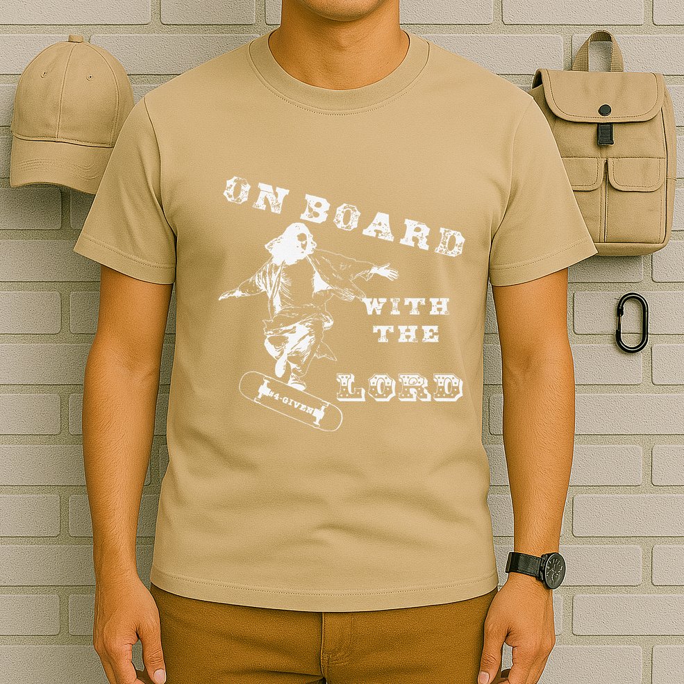 On Board With The Lord Jesus Skateboard T-Shirt