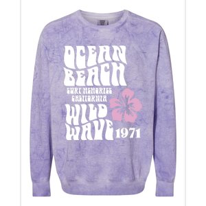 Ocean Beach Wild Wave Surf Memories California Siesta Beach Funny Gift Colorblast Crewneck Sweatshirt