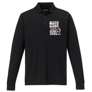 Ocean Beach Wild Wave Surf Memories California Siesta Beach Funny Gift Performance Long Sleeve Polo