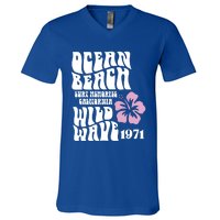 Ocean Beach Wild Wave Surf Memories California Siesta Beach Funny Gift V-Neck T-Shirt