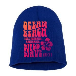 Ocean Beach Wild Wave Surf Memories California Siesta Beach Funny Gift Short Acrylic Beanie