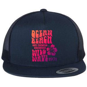 Ocean Beach Wild Wave Surf Memories California Siesta Beach Funny Gift Flat Bill Trucker Hat