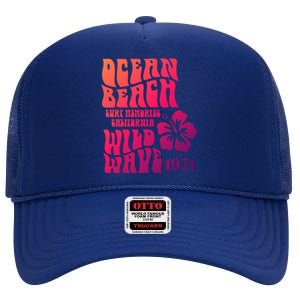 Ocean Beach Wild Wave Surf Memories California Siesta Beach Funny Gift High Crown Mesh Back Trucker Hat