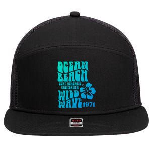 Ocean Beach Wild Wave Surf Memories California Siesta Beach Funny Gift 7 Panel Mesh Trucker Snapback Hat