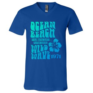 Ocean Beach Wild Wave Surf Memories California Siesta Beach Funny Gift V-Neck T-Shirt