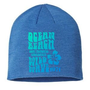 Ocean Beach Wild Wave Surf Memories California Siesta Beach Funny Gift Sustainable Beanie