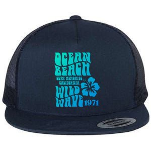 Ocean Beach Wild Wave Surf Memories California Siesta Beach Funny Gift Flat Bill Trucker Hat