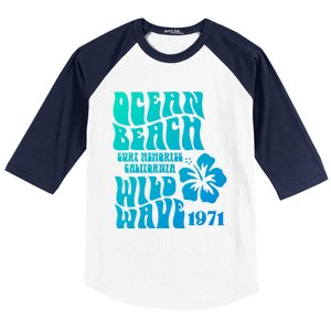 Ocean Beach Wild Wave Surf Memories California Siesta Beach Funny Gift Baseball Sleeve Shirt