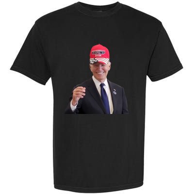 Oe Biden Wearing Trump Hat 2024 President Donald Republican Garment-Dyed Heavyweight T-Shirt