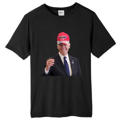 Oe Biden Wearing Trump Hat 2024 President Donald Republican Tall Fusion ChromaSoft Performance T-Shirt