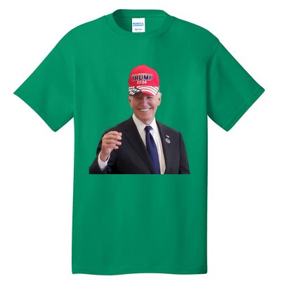 Oe Biden Wearing Trump Hat 2024 President Donald Republican Tall T-Shirt