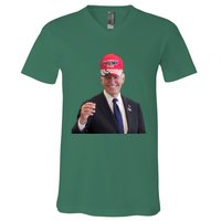 Oe Biden Wearing Trump Hat 2024 President Donald Republican V-Neck T-Shirt