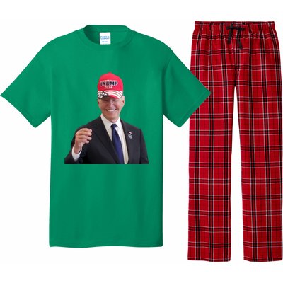 Oe Biden Wearing Trump Hat 2024 President Donald Republican Pajama Set