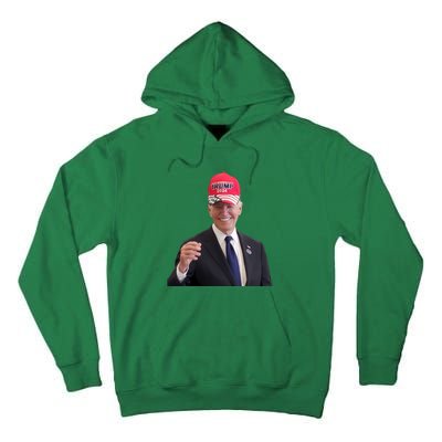 Oe Biden Wearing Trump Hat 2024 President Donald Republican Tall Hoodie