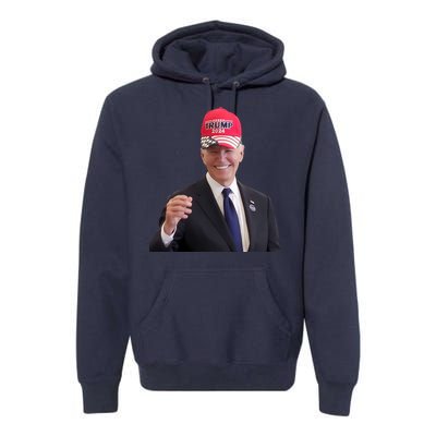 Oe Biden Wearing Trump Hat 2024 President Donald Republican Premium Hoodie