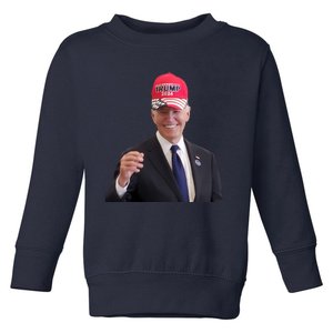 Oe Biden Wearing Trump Hat 2024 President Donald Republican Toddler Sweatshirt