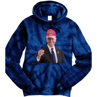 Oe Biden Wearing Trump Hat 2024 President Donald Republican Tie Dye Hoodie