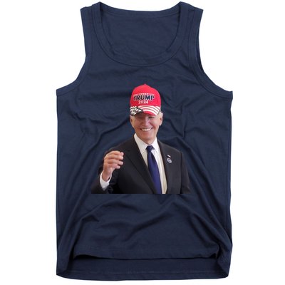 Oe Biden Wearing Trump Hat 2024 President Donald Republican Tank Top