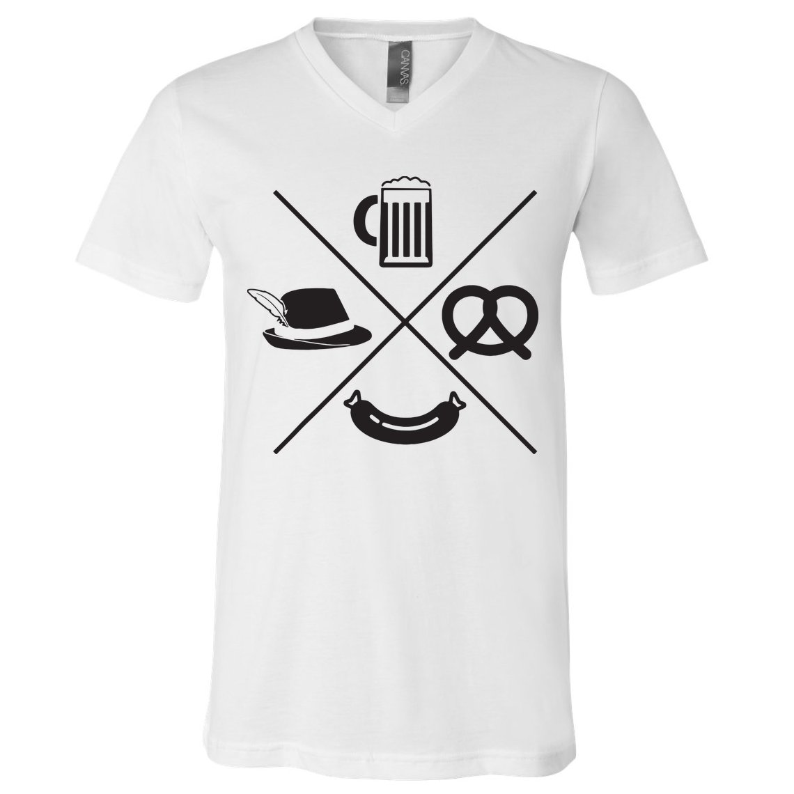 Oktoberfest Beer Wurst Pretzel Funny German Souvenir Gift V-Neck T-Shirt