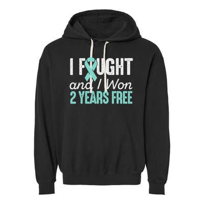 Ovarian Cancerversary 2 Years Ovarian Cancer Free Gift Garment-Dyed Fleece Hoodie