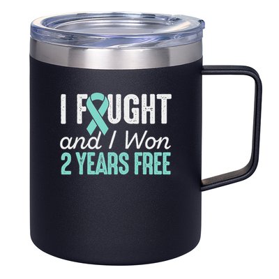 Ovarian Cancerversary 2 Years Ovarian Cancer Free Gift 12oz Stainless Steel Coffee Mug