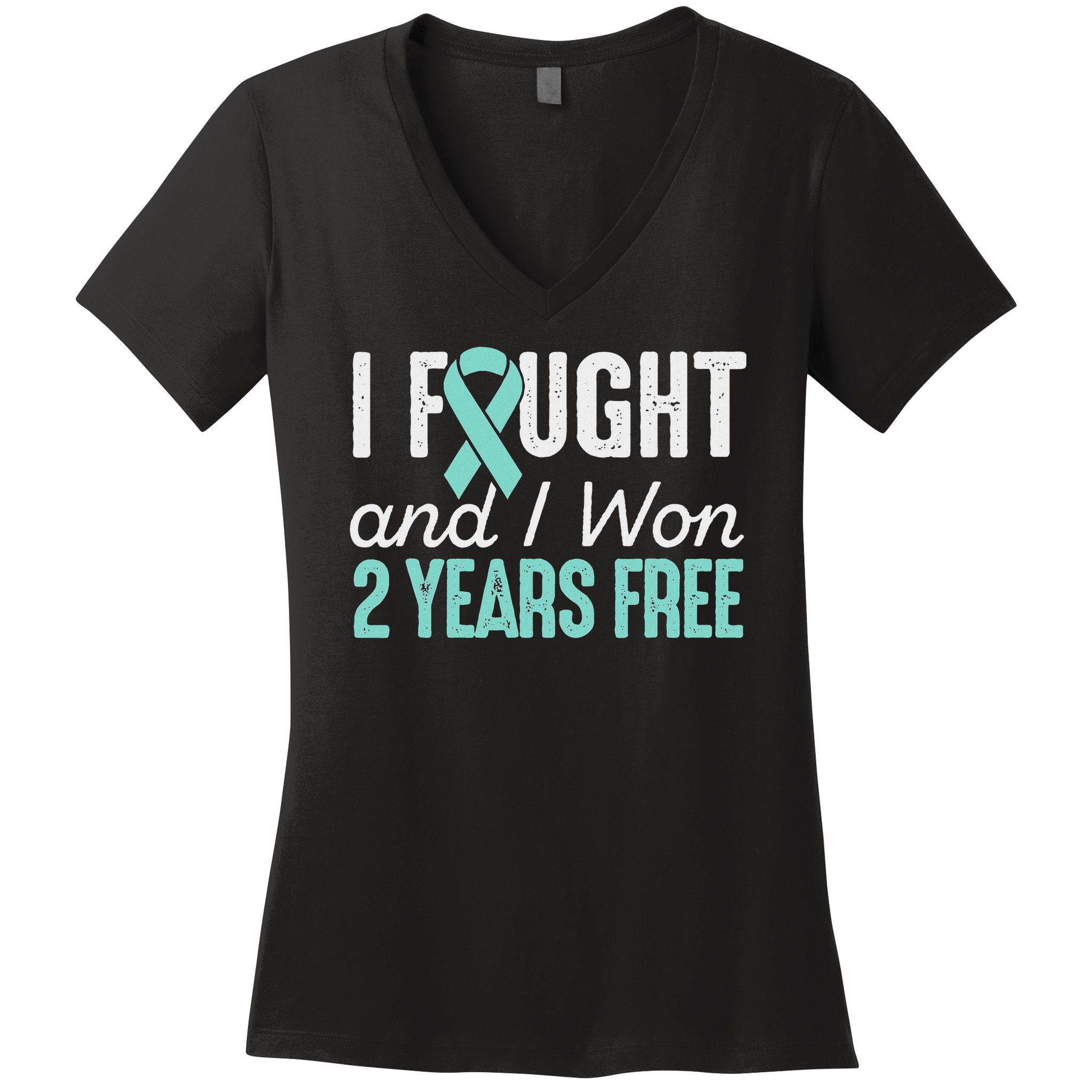 Ovarian Cancerversary 2 Years Ovarian Cancer Free Gift Women's V-Neck T-Shirt