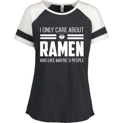 Only Care About Ra Funny Vintage Asian Noodle Great Gift Enza Ladies Jersey Colorblock Tee