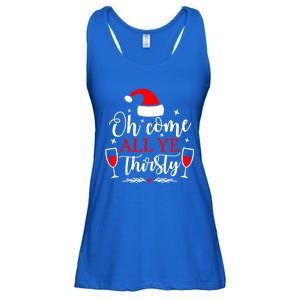 Oh Come All Ye Thirsty Santa Claus Wine Lover Christmas Gift Ladies Essential Flowy Tank