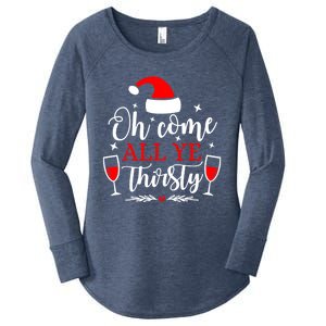 Oh Come All Ye Thirsty Santa Claus Wine Lover Christmas Gift Women's Perfect Tri Tunic Long Sleeve Shirt