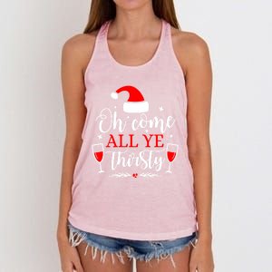 Oh Come All Ye Thirsty Santa Claus Wine Lover Christmas Gift Women's Knotted Racerback Tank