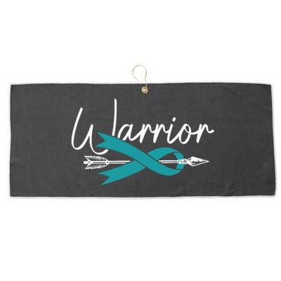 Ovarian Cancer Awareness Month Woman Teal Ribbon Warrior Large Microfiber Waffle Golf Towel