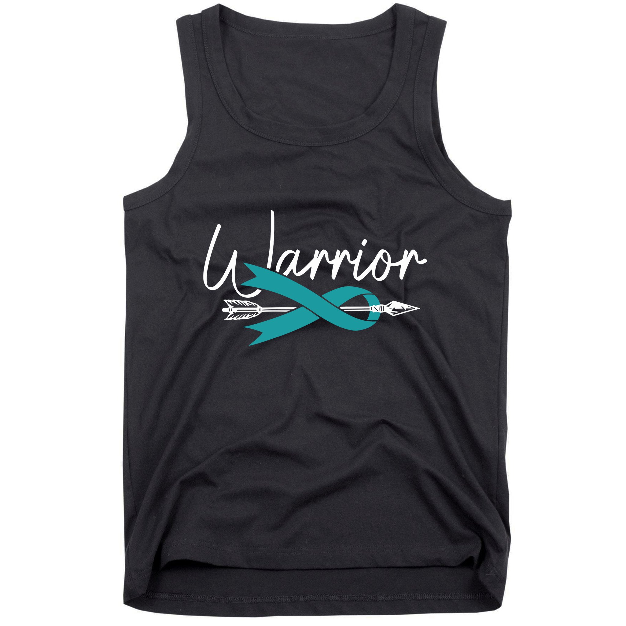 Ovarian Cancer Awareness Month Woman Teal Ribbon Warrior Tank Top