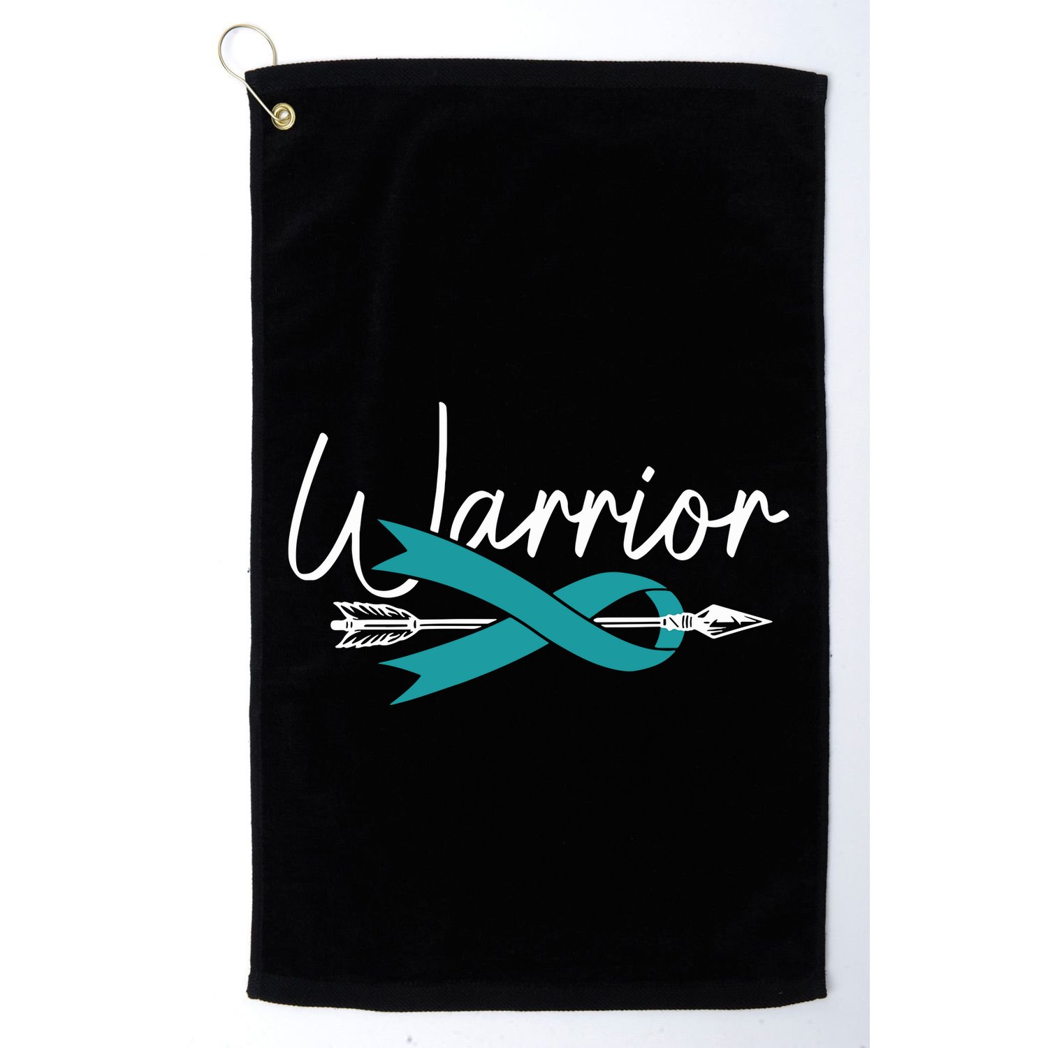 Ovarian Cancer Awareness Month Woman Teal Ribbon Warrior Golf Towel