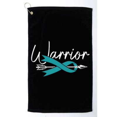 Ovarian Cancer Awareness Month Woman Teal Ribbon Warrior Platinum Collection Golf Towel