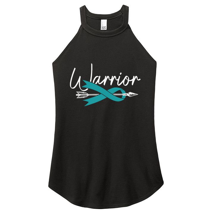 Ovarian Cancer Awareness Month Woman Teal Ribbon Warrior Women's Perfect Tri Rocker Tank