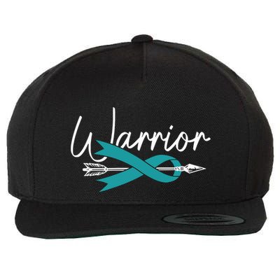 Ovarian Cancer Awareness Month Woman Teal Ribbon Warrior Wool Snapback Cap