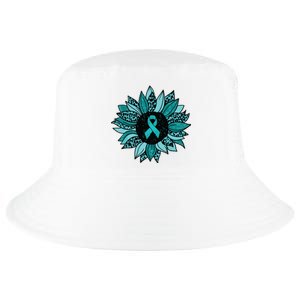 Ovarian Cancer Awareness Sunflower Teal Ribbon Leopard Cool Comfort Performance Bucket Hat