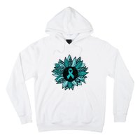 Ovarian Cancer Awareness Sunflower Teal Ribbon Leopard Hoodie